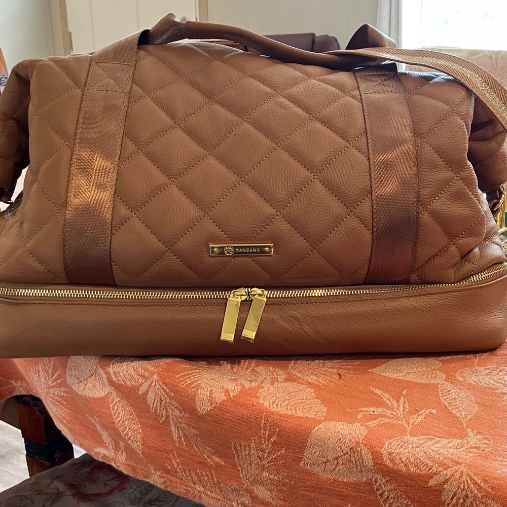 Joy Mangano Brown Quilted Tote Bag